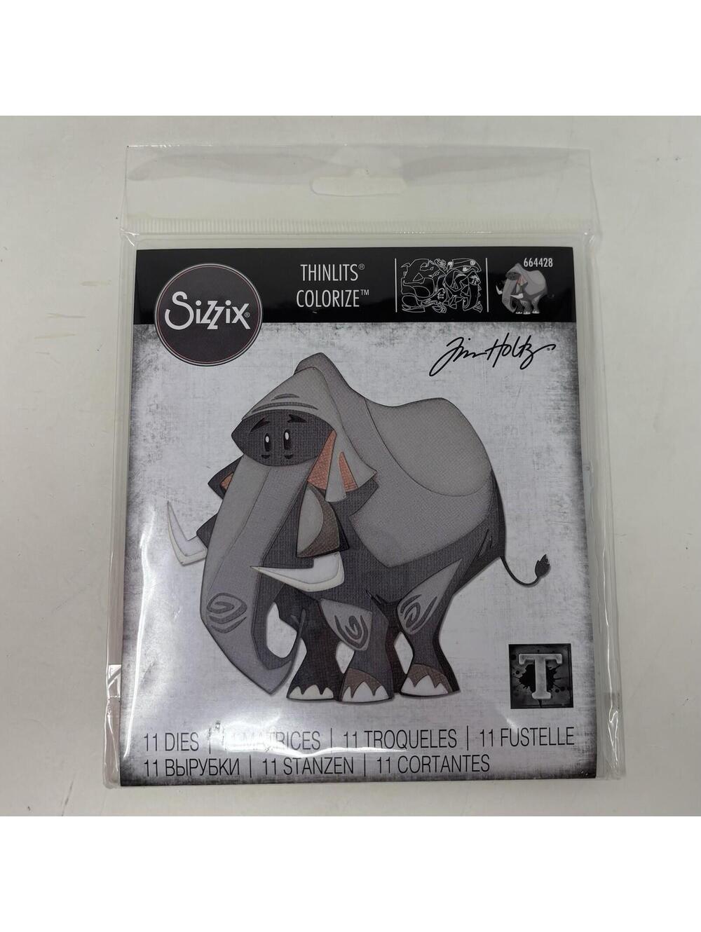 Sizzix Tim Holtz Thinlits Die Set Clarence Colorize 664428 Elephant Scrapbook